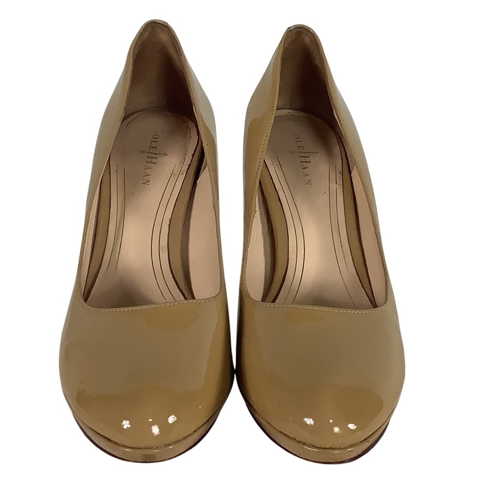 Cole Haan Nike Air Tali Nude Patent Leather Platform Pumps Tan Heels Size‎ 7.5B